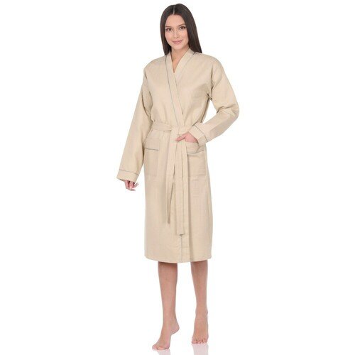 

Халат вафельный Home One с кантом 42 бежевый