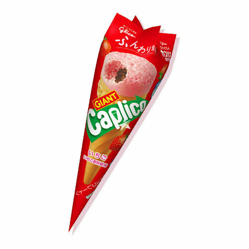 Шоколадный рожок Glico Сaplico Гигант с клубникой 34 г 175₽