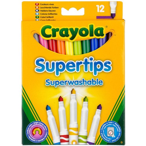 

Набор тонких фломастеров Crayola Супертипс, яркие цвета, 12 штук