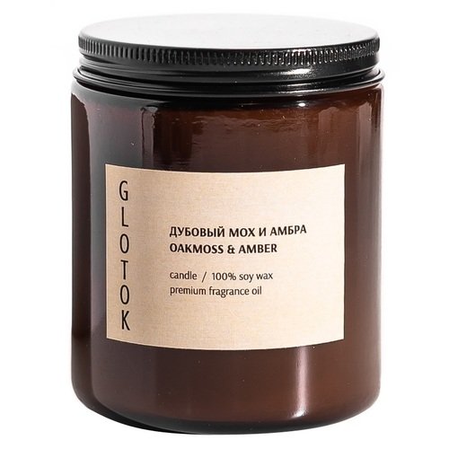 Свеча Arome Enjoy "GLOTOK. ДУБОВЫЙ МОХ И АМБРА", 240 г