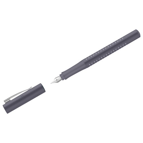 Ручка перьевая Faber-Castell Grip 2010, синяя, М (0,75 мм), трехгранная, бархатный серый корпус
