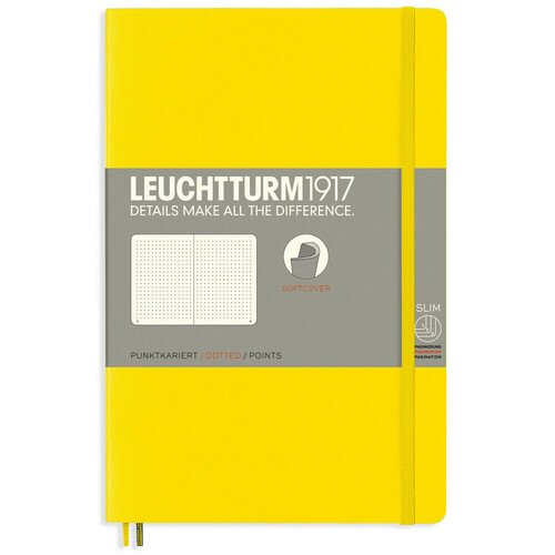 

Записная книжка Leuchtturm Paperback, В6+, в точку, лимонная, 123 страницы, мягкая обложка