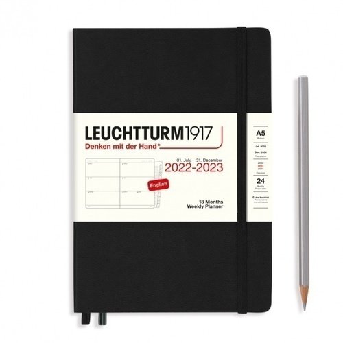 Еженедельник Leuchtturm Medium на 2023 с буклетом, 158 листов, А5, черный