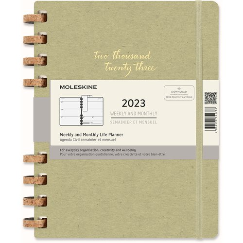 

Еженедельник датированный Moleskine Spiral XL, 200 страниц, на спирали, оливковый